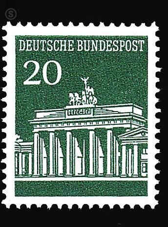 Postage stamps: Brandenburg Gate - Germany / Federal Republic of Germany 1966 - 20 Pfennig